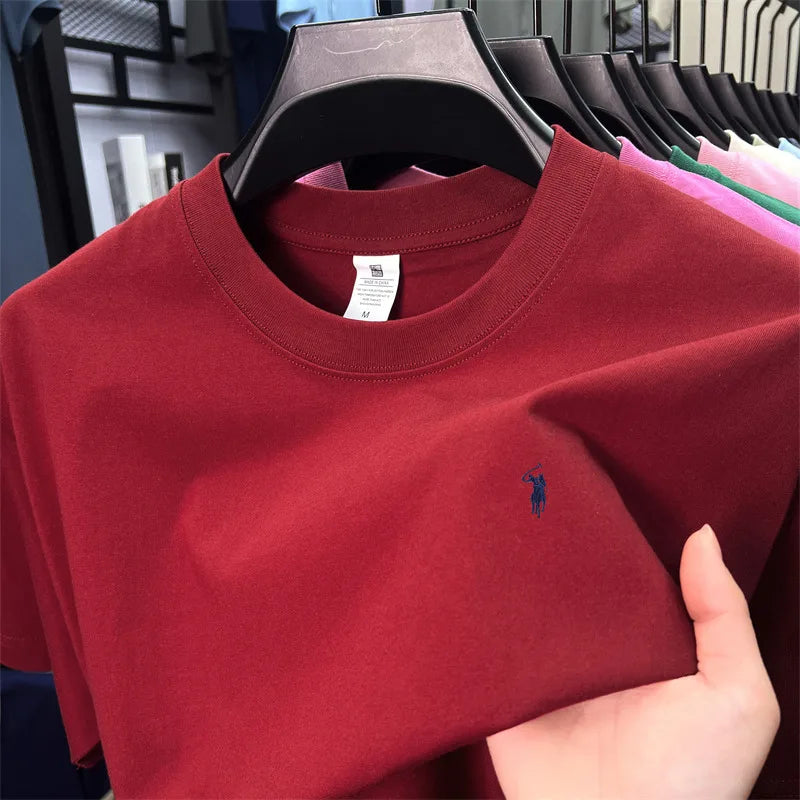 100% cotton breathable short sleeve T-shirt men's summer fashion luxury brand golf Paul embroidery loose casual round neck top