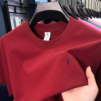 100% cotton breathable short sleeve T-shirt men's summer fashion luxury brand golf Paul embroidery loose casual round neck top