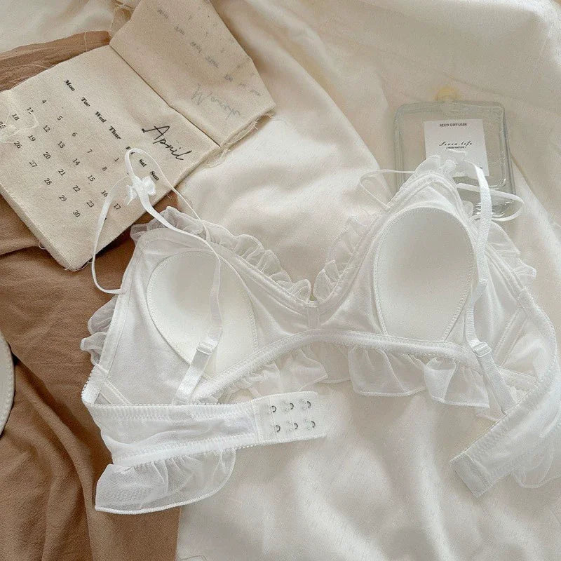 Women's Lace Bow Wireless Bra Set