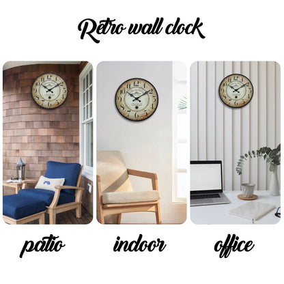 Retro“ Antoine De Praiteon a Paris Dehuis1801” Pattern Wooden Wall Clock Living Room Bedroom Kitchen Home Decoration Wall Clock Silent Quartz Clock Holiday Gift 10 Inches 12 Inches 14 Inches 16inch (Without Battery)