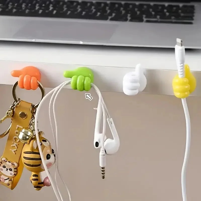10Pcs Thumb-Shaped Cable Organizer Storage Clips No-Drill Adhesive Hooks Plastic Perfect for Charging Cables Cord Holder