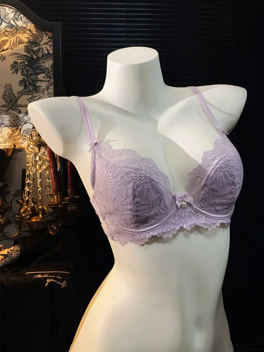 Women's Embroidered Lace Bra Set