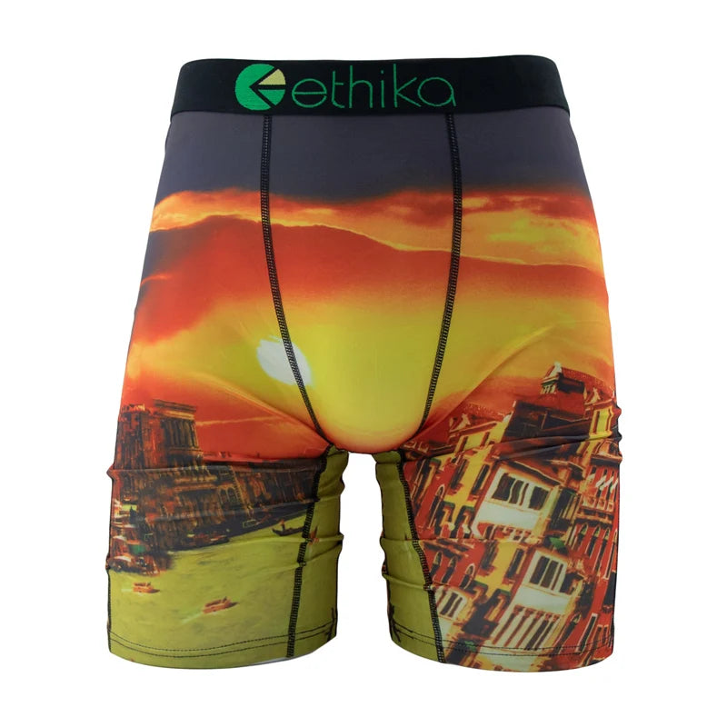 ETHIKA Men Underwear Boxers 1Pcs Breathable Mesh Crotch Man Swimming Underpants Plus Size L-3XL Mens Panties Men's Boxers Briefs