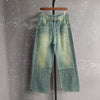 IEFB Men's Jeans New Korean Personality Straight Wide Leg Denim Pants Fashion Autumn Spring Vintage Male Trousers 9A5577