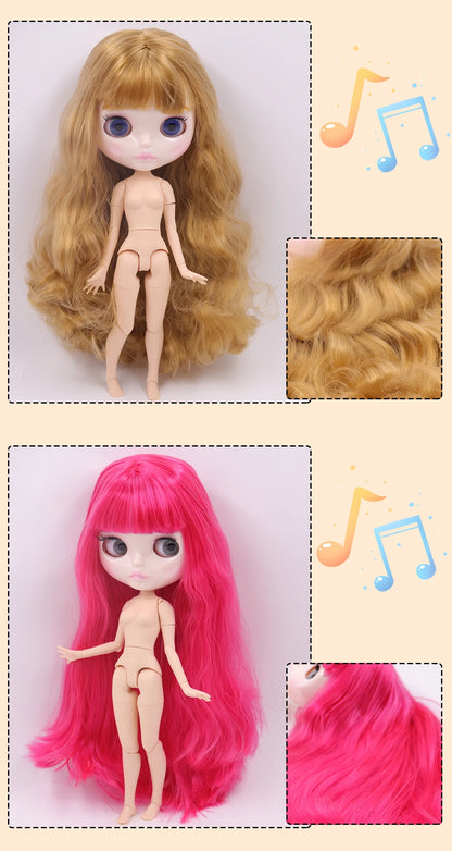 ICY DBS Blyth Doll Carved Lips Face White Skin Joint Body 1/6 BJD Special Price OB24 Toy Gift
