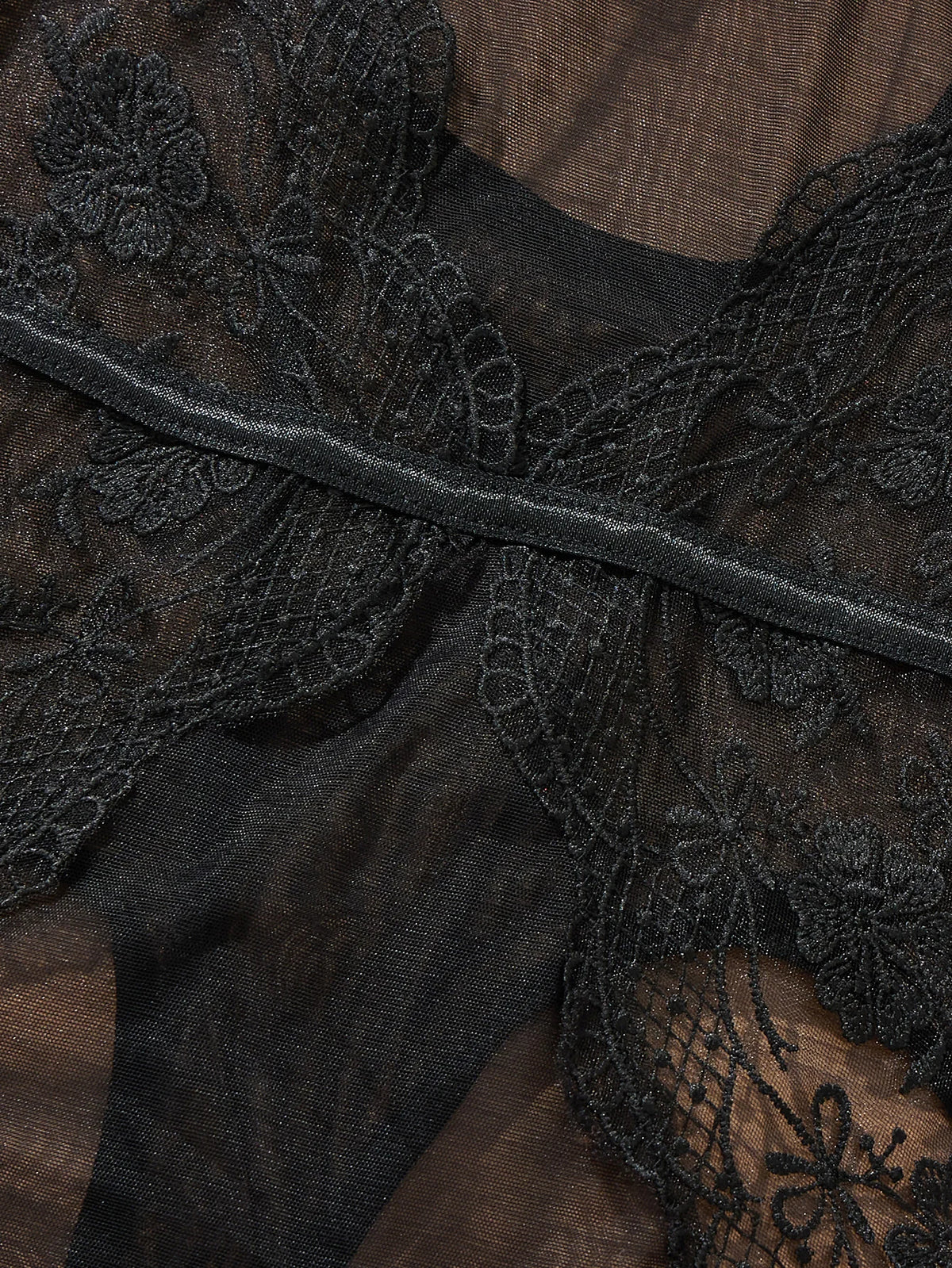 Women's Black Floral Lace Bodysuit