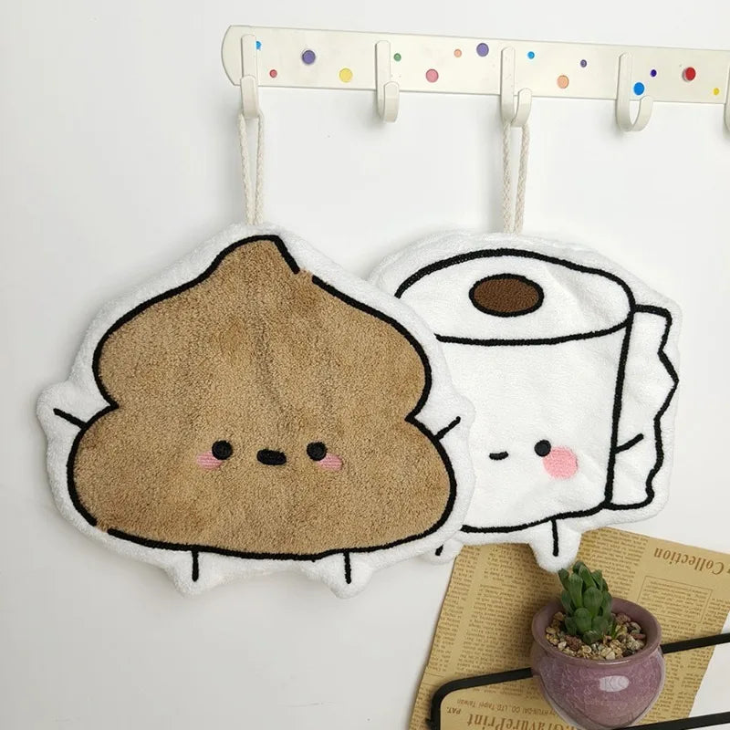 Soft Cartoon Hand Towel Wall-mounted Double-layer Thickened Coral Fleece Towel Super Water Absorbent Quick Drying Cotton Towel