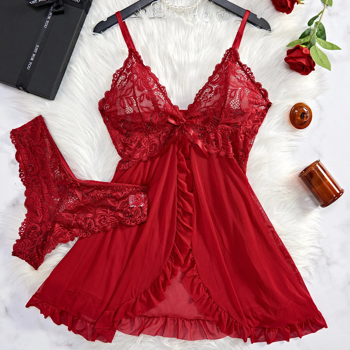 Women's Lace V-Neck Slip Nightdress