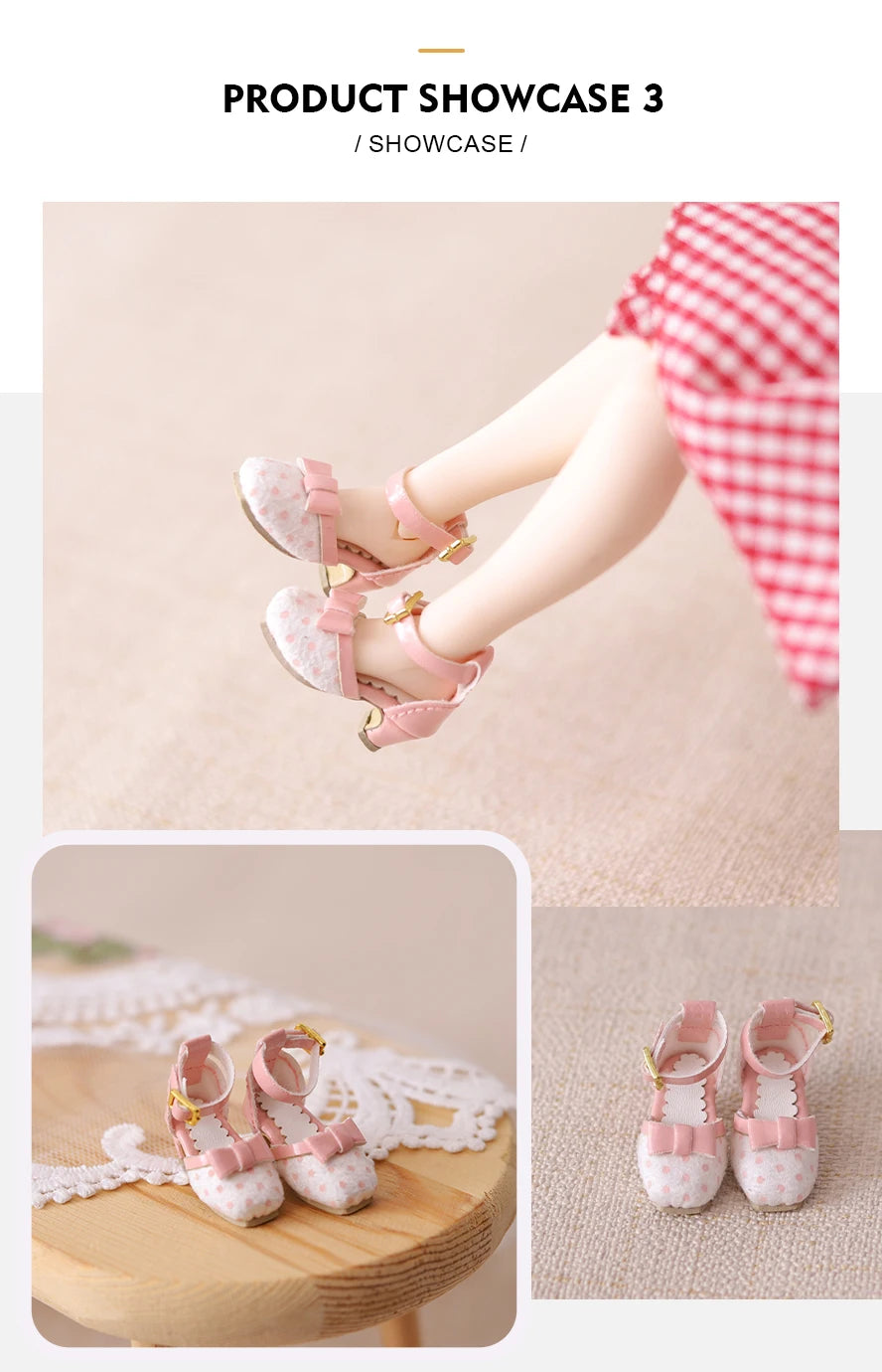 ICY DBS Blyth doll shoes polka dot elegant chunky heeled high heels toy gift