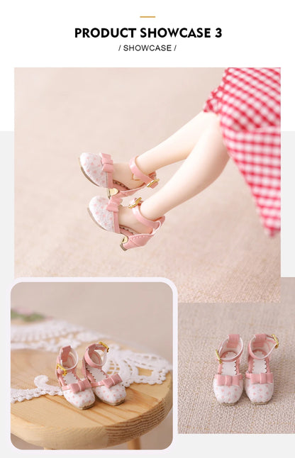 ICY DBS Blyth doll shoes polka dot elegant chunky heeled high heels toy gift