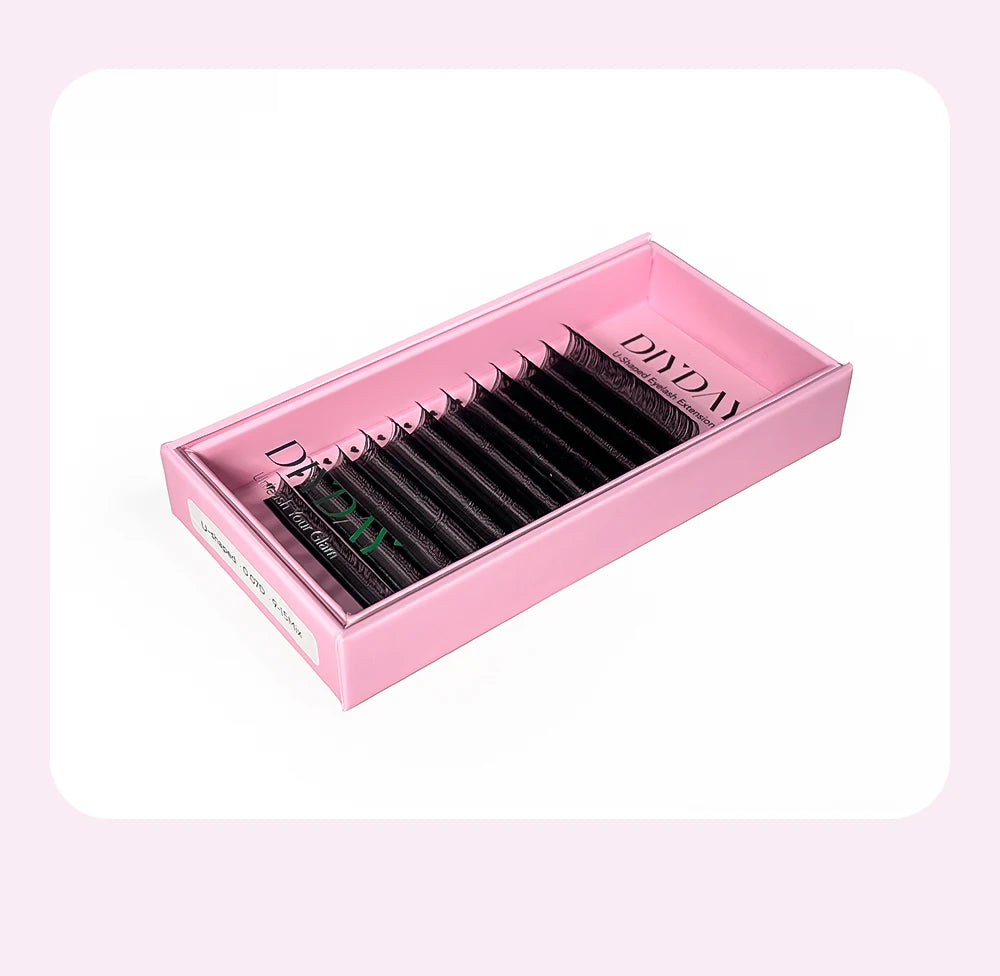 DIYDAY U-shaped Eyelash Extension Easy to Apply 3D Volume False Lashes Natural Wispy U YY Shape Faux Mink Eyelashes for Makeup
