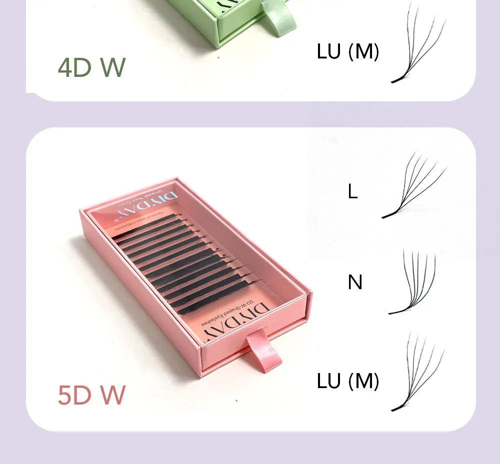 DIYDAY L / LU(M) / N 3D 4D 5D W Shape Eyelash Extension W Style Faux Mink Eyelashes Premade Volume Fan Lashes Supplies