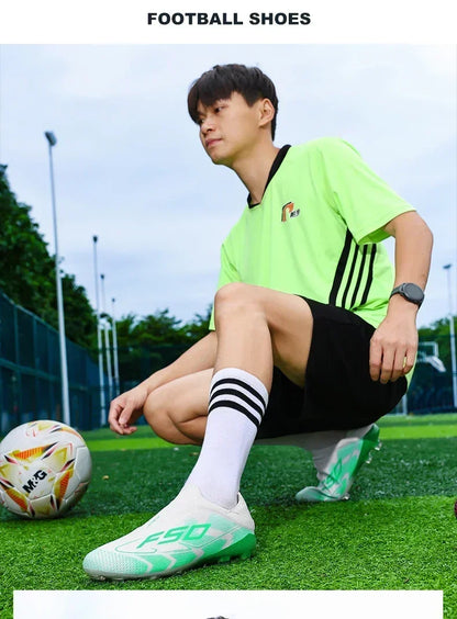 New Men Football Boots Sneakers High-quality Non-Slip Boys Cleats Hot-selling Soccer Shoes Grass Outdoor Match High-top Light