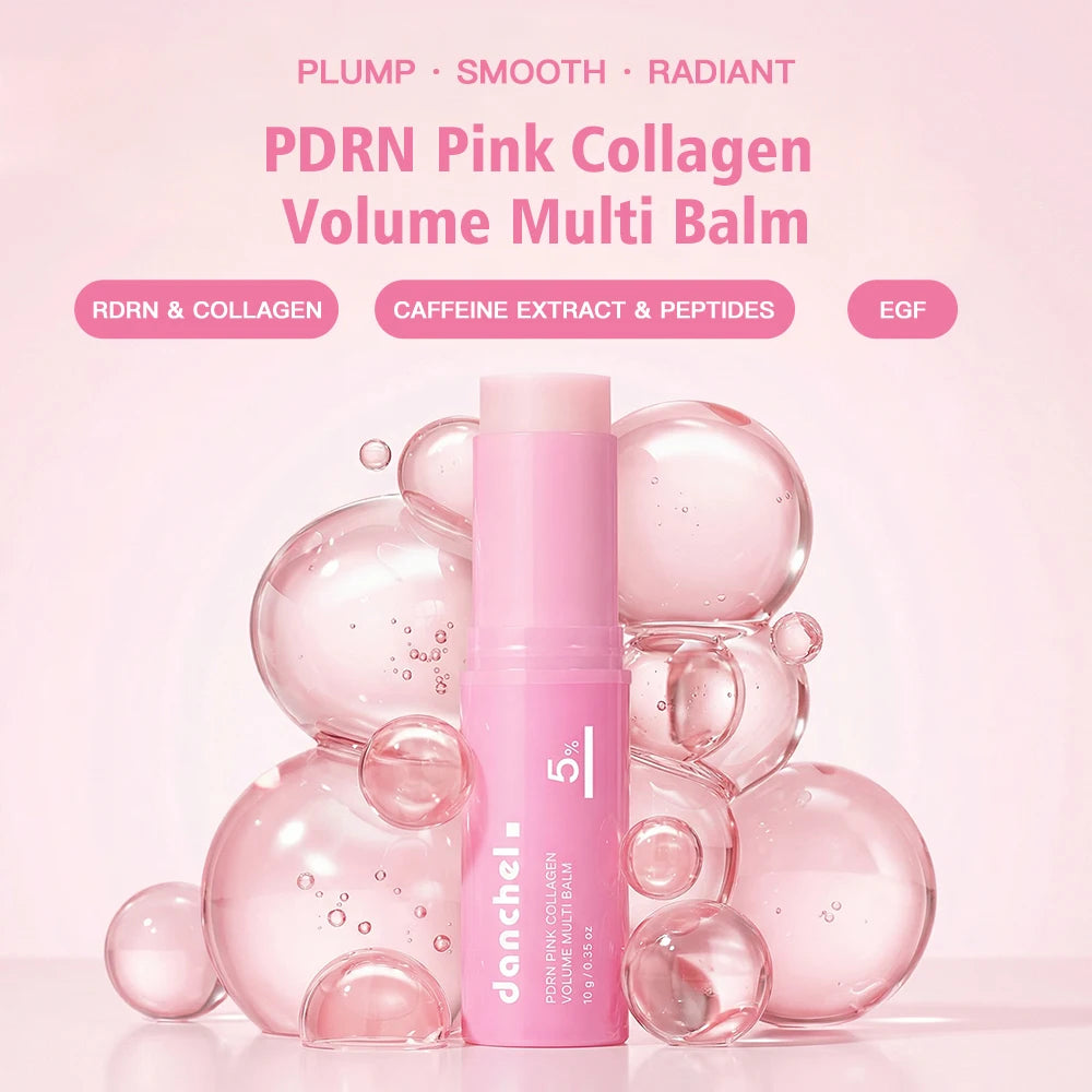 PDRN Pink Collagen Volumer Multi Balm Deep Hydration Plump Smooth Radiant Multi Collagen Stick for Cheeks Eyes Lips Neck Skincare