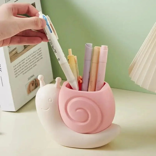 1Pc Snail-Shaped Pen Holder ABS Multi-Functional Desk Organizer Pencil Storage Desktop Stationery Container Makeup Brush Holder