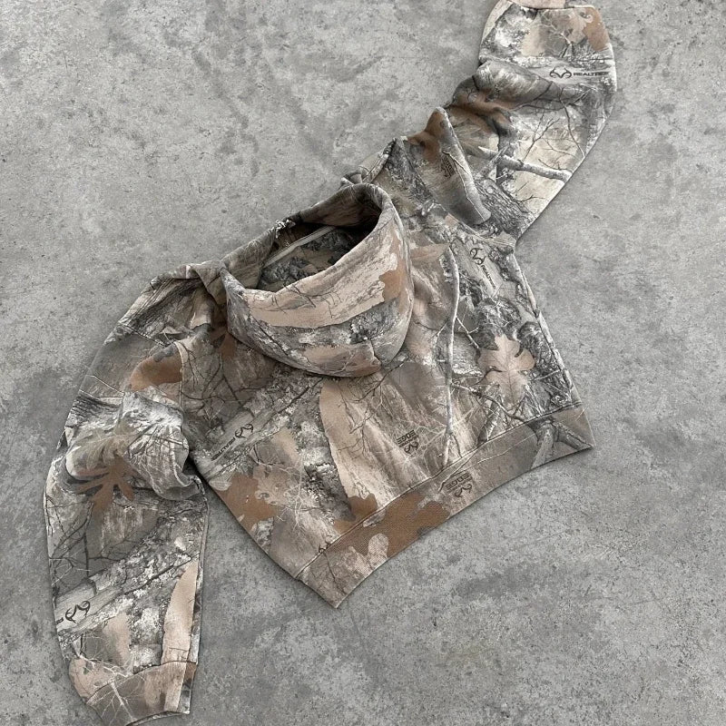 Men's Y2K Camouflage Zip-Up Hoodie