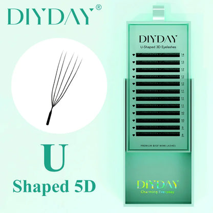 DIYDAY U-shaped 3D 4D 5D 6D Eyelash Extension New Style U Shape W Bloom Lashes Premade Fans Lightweight Fluffy Mink Faux Eyelash