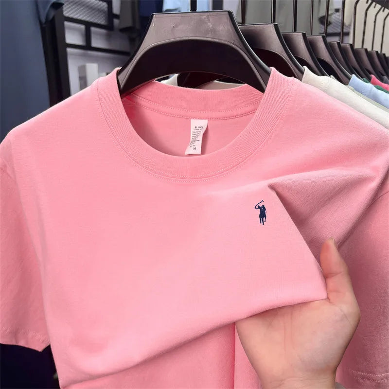 100% cotton breathable short sleeve T-shirt men's summer fashion luxury brand golf Paul embroidery loose casual round neck top