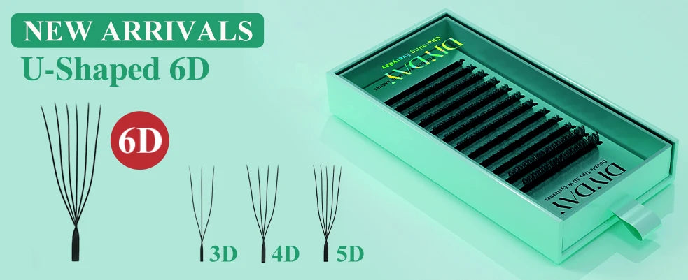 DIYDAY YY Shape Eyelash Extension C D L LU(M) N Curl Brown Lash Natural Soft Premade Volume Fans Two Tips Y-Shaped False Eyelash