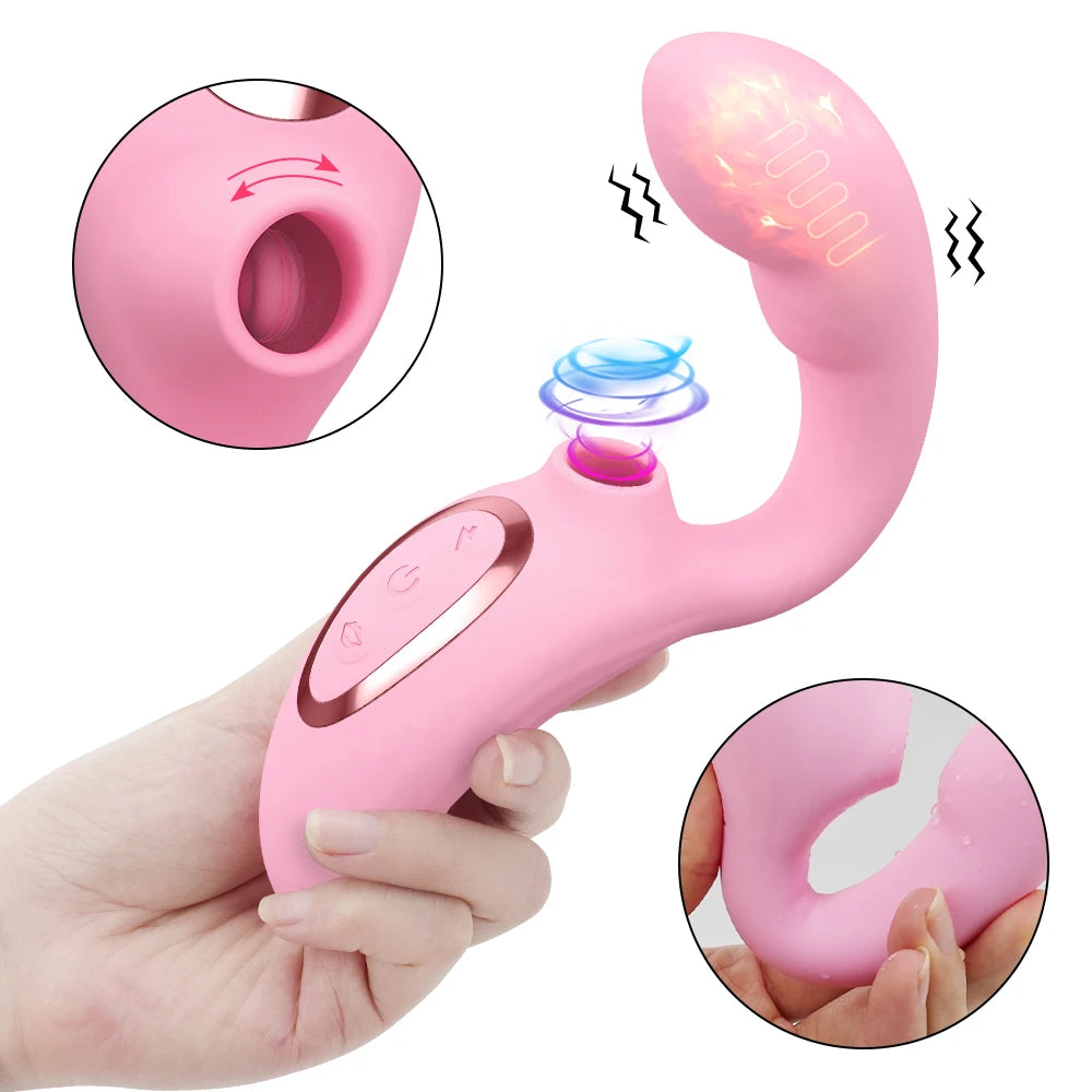 Heating Clitoral Sucking Vibrator 15 Modes Clitoris Sucker Vacuum Stimulator Vaginal Dildo Masturbator Adults Sex Toys for Wome