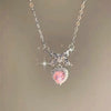 New Wine Red Cherry Gold Color Pendant Necklace For Women Personality Fashion Necklace Wedding Jewelry Birthday Gifts