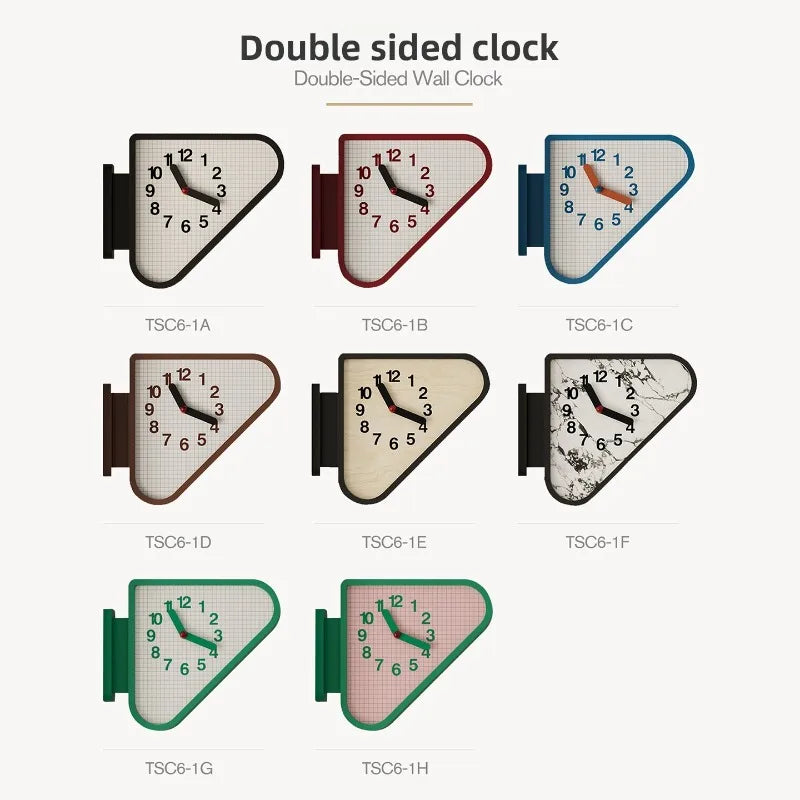 Luxury Triangle Wall Clock Corner Double Sided Wall Clock Creative Art Living Room Clocks Kitchen Bedroom Watch Home Decor