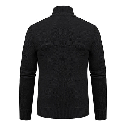 Autumn And Winter New Jersey Men's Casual Sports Coat Solid Color Stand Collar Wweater Grab Fleece Warm Zipper Cardigan