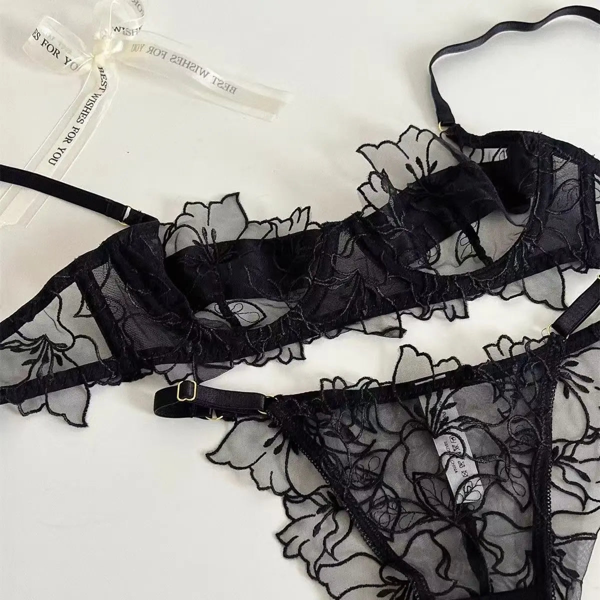 Women's Embroidered Lace Bra Set