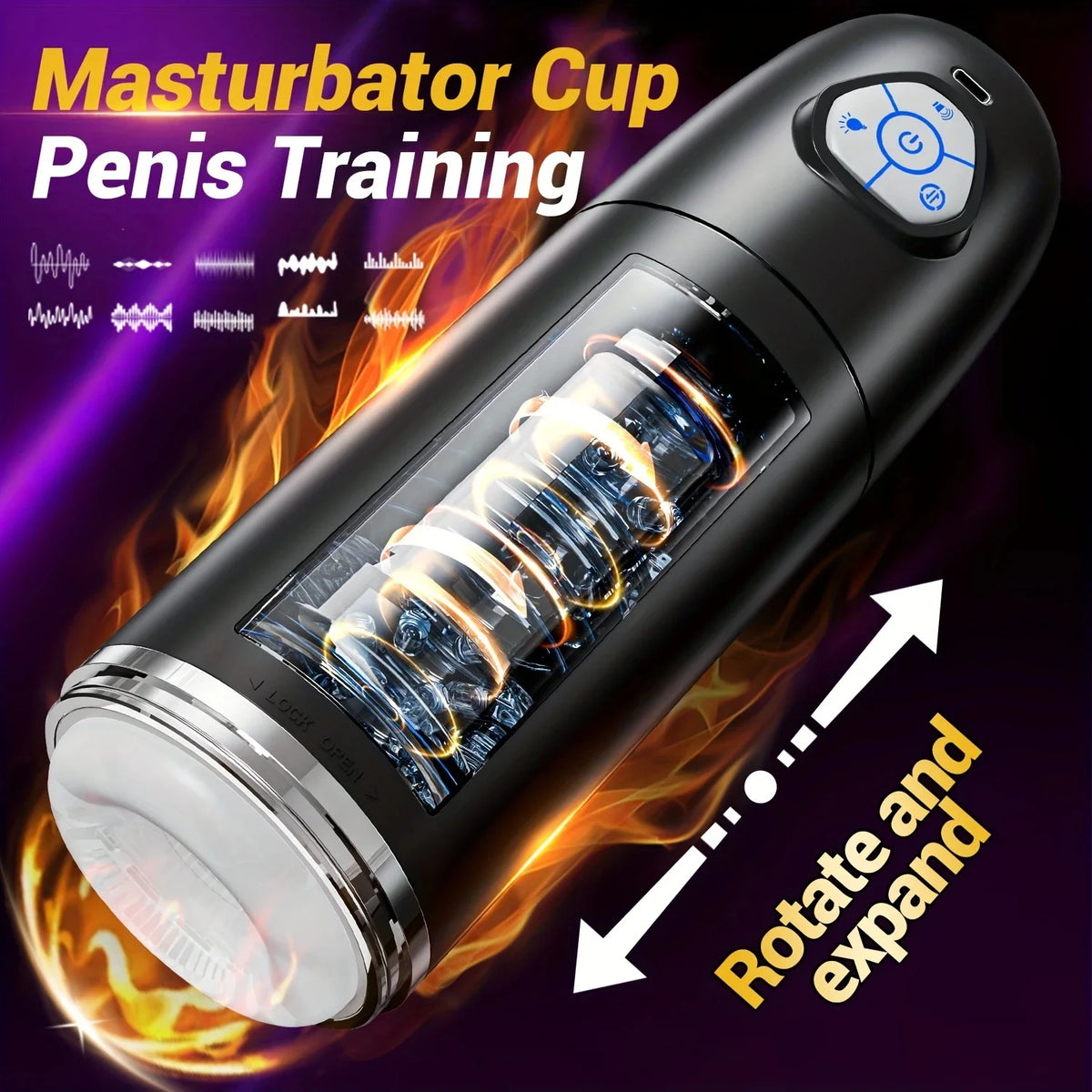 Automatic Telescopic Rotation Male Masturbator Man Masturbation Cup Simulation Piston Blowjob Pocket Pussy Adult Sex Toy for Men