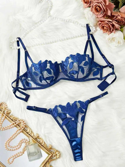 Women's Floral Embroidered Bra & Panty Set