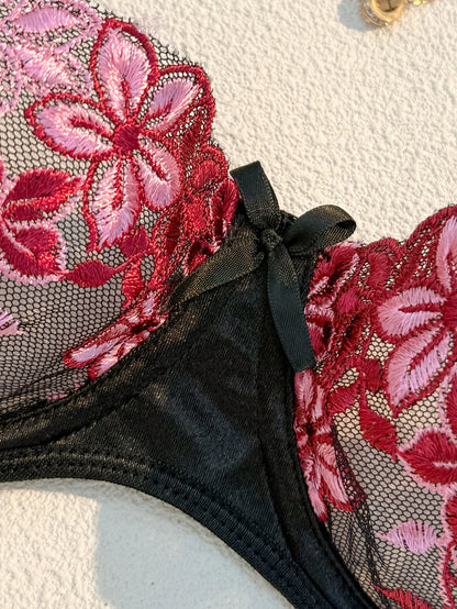 Women's Embroidered Lace Bra & Panty Set