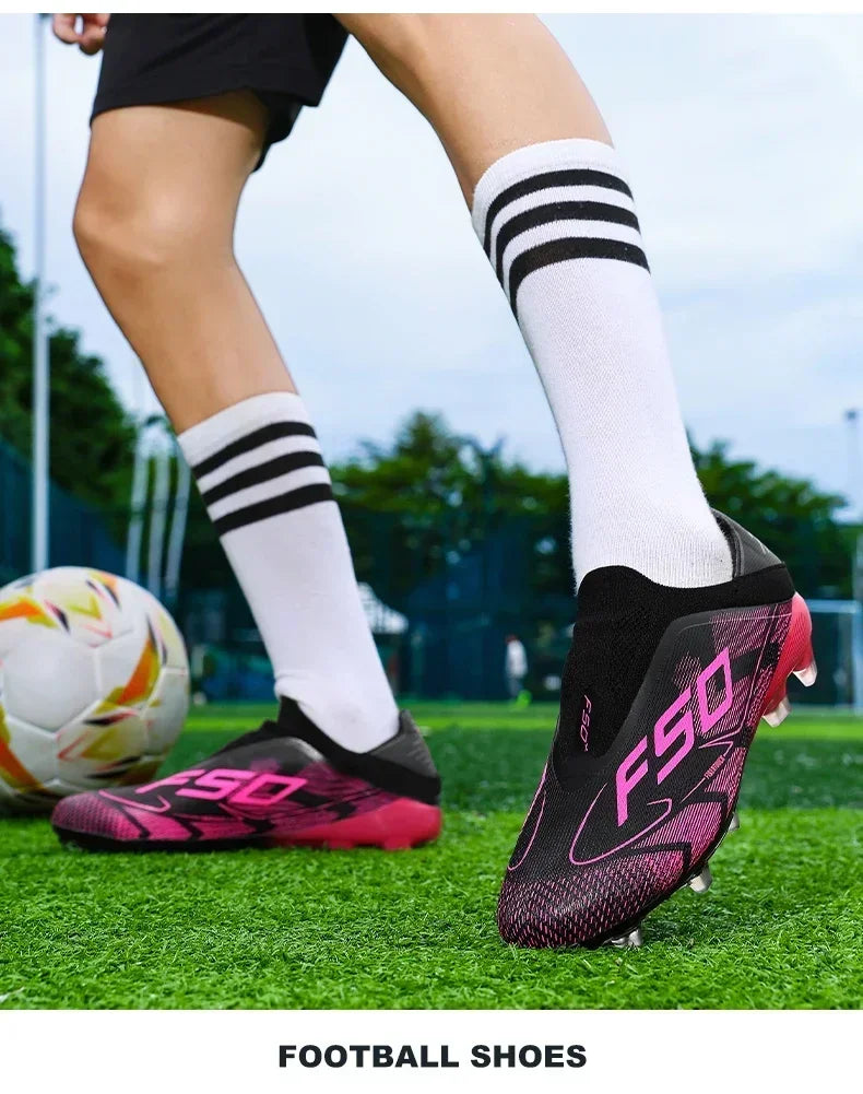 New Men Football Boots Sneakers High-quality Non-Slip Boys Cleats Hot-selling Soccer Shoes Grass Outdoor Match High-top Light