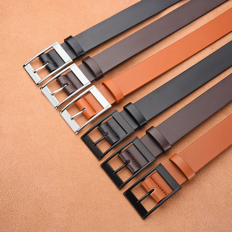 New men's luxury belt PU leather belt metal pin buckle high-quality well-known brand designer belt jeans men's belt