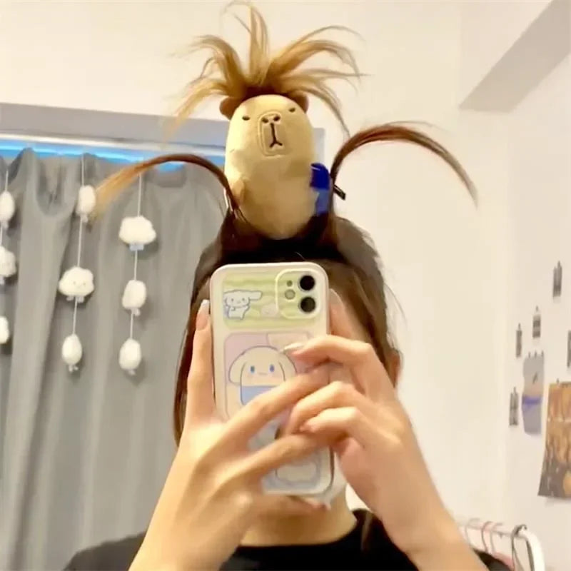 Cartoon Funny Capybara Hair Hoop Headband Summer Women's Cute Face Wash Headband Funny Plush Hair Band Hair Accessories
