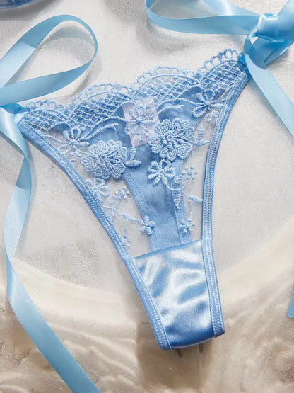 Women's Satin Floral Embroidered Lingerie Set