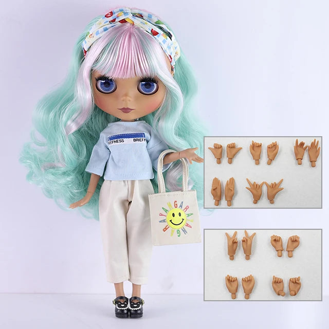 ICY DBS Blyth doll 1/6 bjd joint body doll black skin including clothes shoes casual with 30cm toy gift