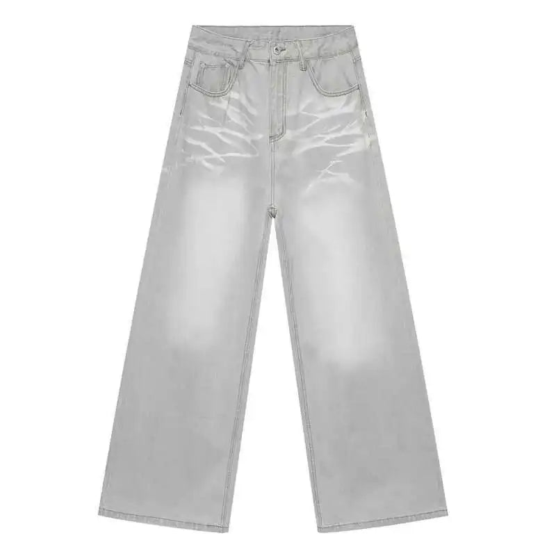IEFB Straight Male Jeans Vintage Men's Denim Pants Tie-dyed Design Wide Leg Trousers Spring New Stylish Men Clothing 9C4276