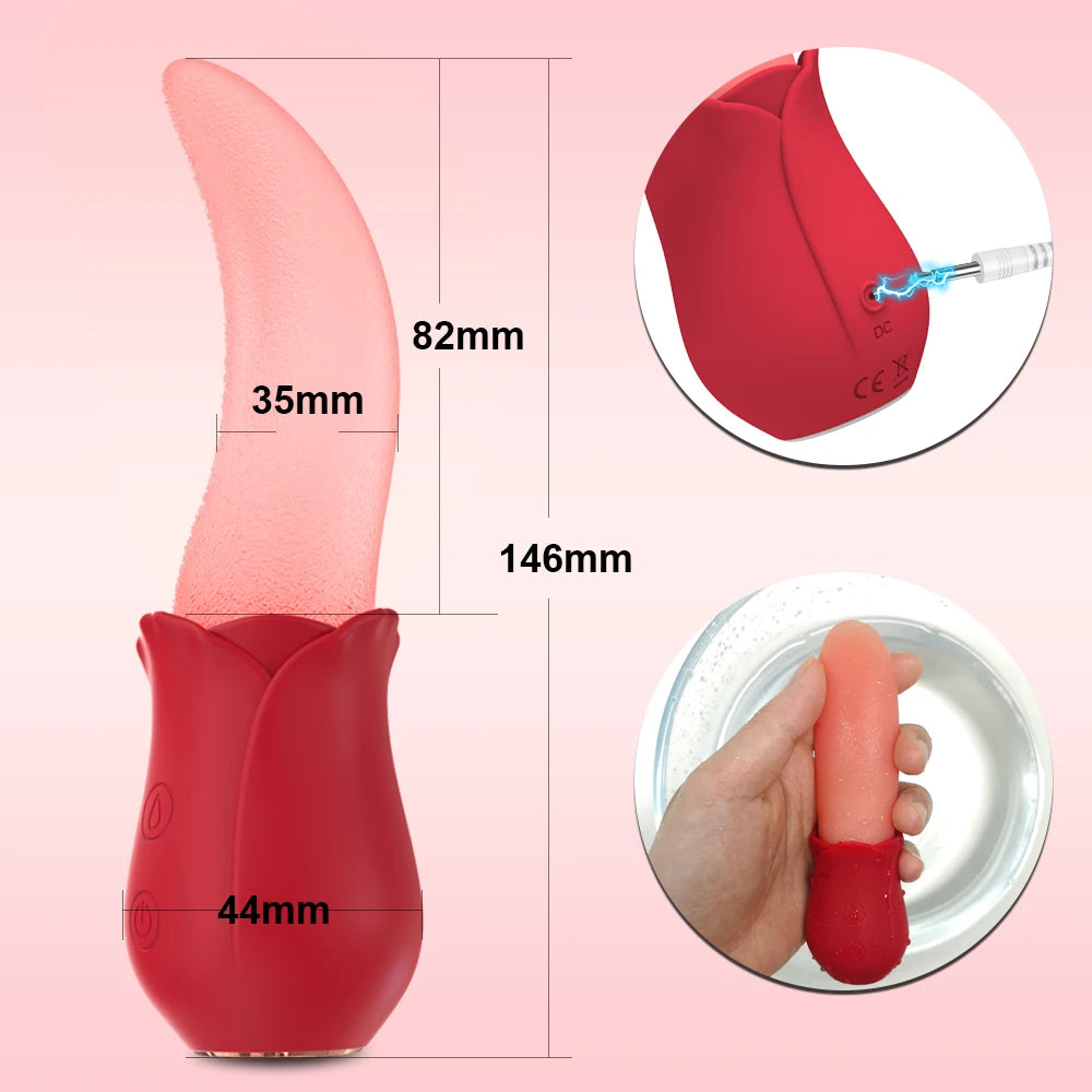 Rose-Sucking Vibrator for Women Realistic Tongue Licking Clitoral Stimulation Stimulator Vibrators Female Sex Toys for Women