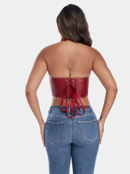Women's PU Leather Corset-Style Vest Top