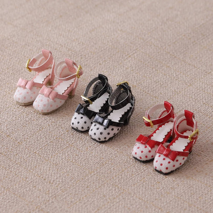 ICY DBS Blyth doll shoes polka dot elegant chunky heeled high heels toy gift
