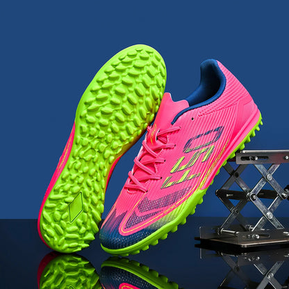 Anti-Slip Youth Football Boots PU Fabric Upper Rubber TF Studs Wear-Resistant Breathable Outdoor Training Cleats