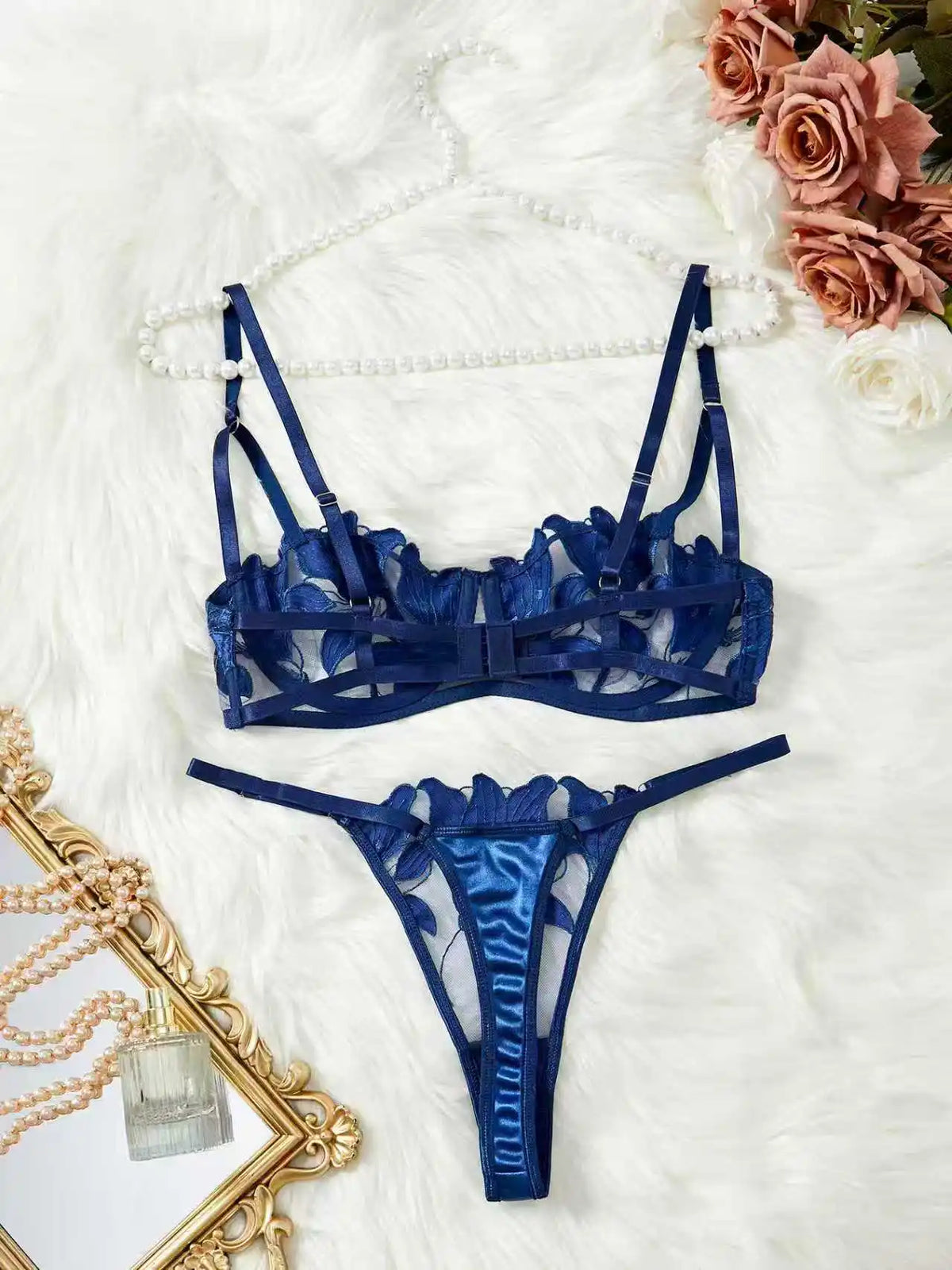 Women's Floral Embroidered Bra & Panty Set