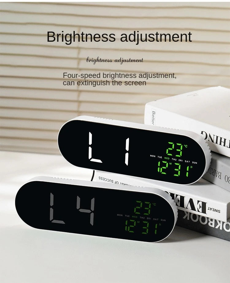 Large Digital Wall Clock Temperature and Date Week Display Electronic LED Table Alarm Clocks Brightness Adjustable 12/24H Format