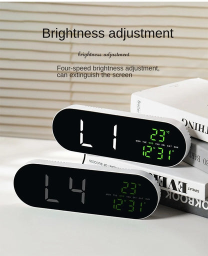 Large Digital Wall Clock Temperature and Date Week Display Electronic LED Table Alarm Clocks Brightness Adjustable 12/24H Format