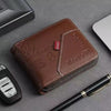 Trendy Splicing Fashion PU Retro Wax Oil Leather Short Style Men's Wallet Coin Short Style Men's Card Clip Wallet