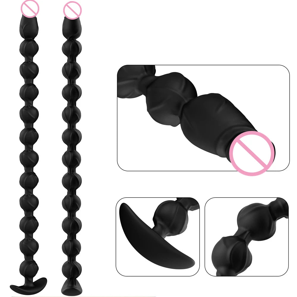 38cm Super Long Anal Beads Butt Plug Dildo Vaginal Prostate Massager Soft Anus Masturbator Dilator Sex Toy for Women Men Gay