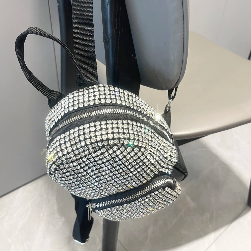 Women's Crystal Rhinestone Metallic Backpack – Mini Size, 4 Colors