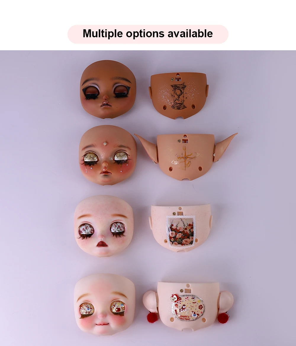 Blyth1/6 doll Hand-painted shell DIY makeup lip carving eyebrows handmade Ears