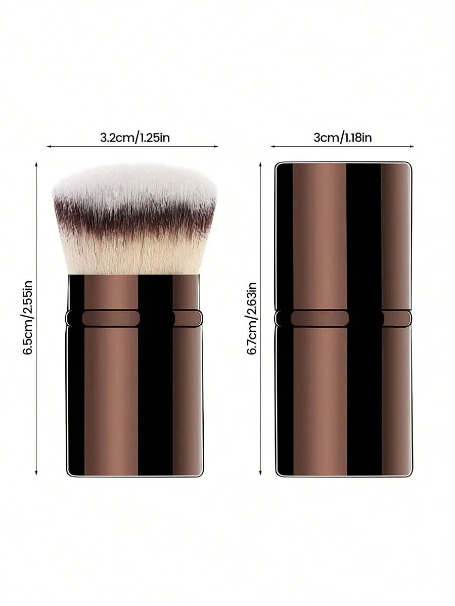 1pc Professional Face Retractable Makeup Brush,Blush Brush Foundation Brush Loose Powder Brush Synthetic Hair Ultra-Soft Doundat