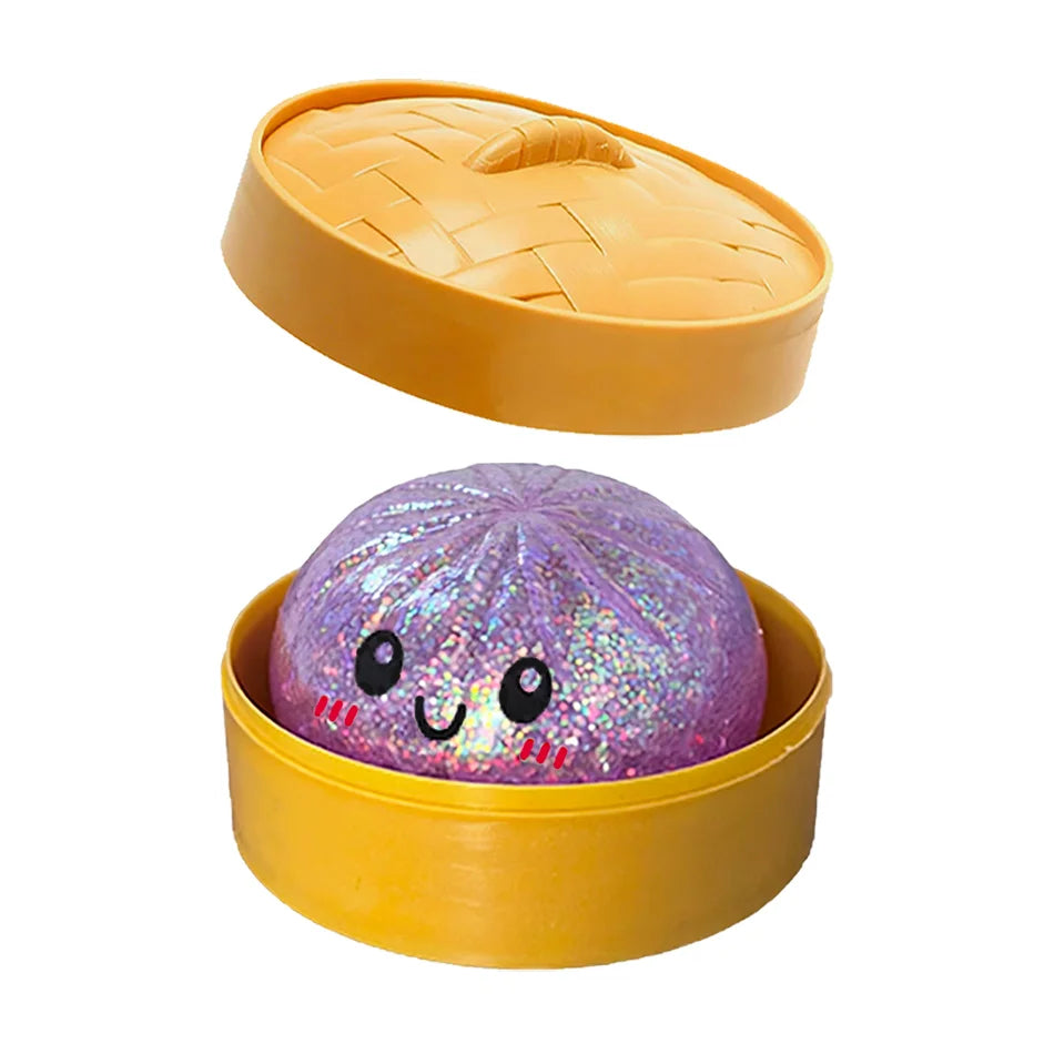 Colorful 6 Styles Glitter Dumpling Glitter Dumpling Squishy with Box Dumplings Sensory Squeeze Toy for Stress Relief Toys